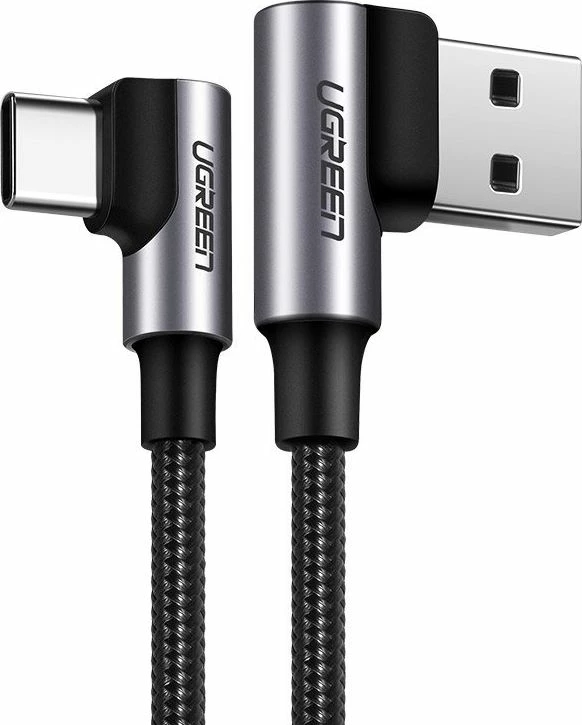 Kabllo USB-A - USB-C Ugreen 63791 2 m QC3.0 3A këndore, Gri