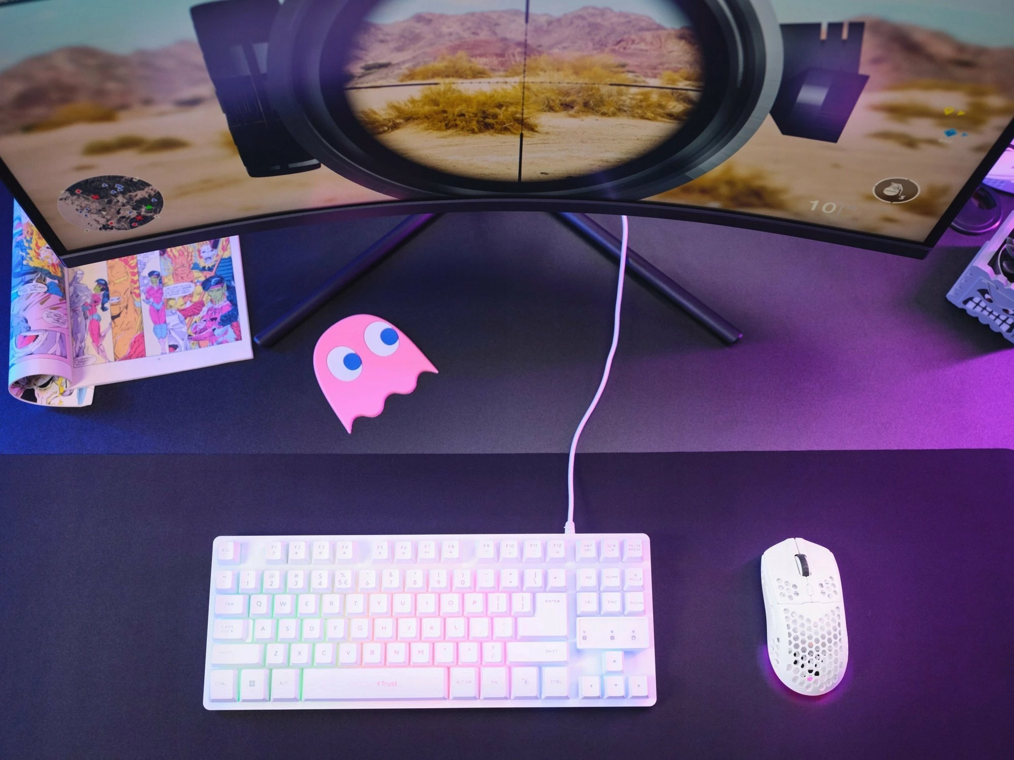 Maus Trust GXT 929W Helox (25390) wireless 2.4GHz 6400 DPI RGB, e bardhë