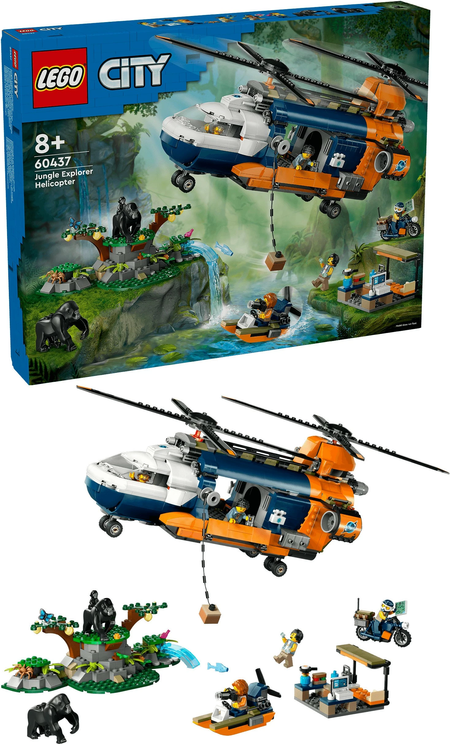 Set ndërtimi LEGO City 60437 Jungle Explorer Helicopter, shumëngjyrësh