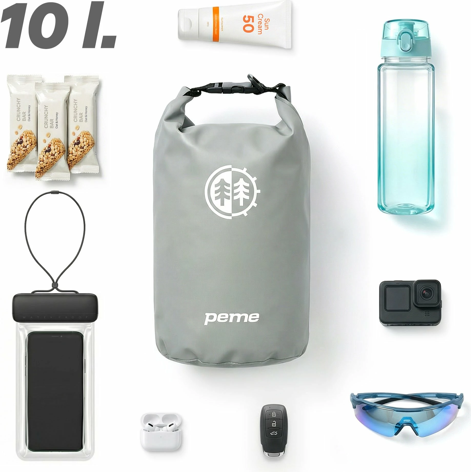 Çantë drybag Peme Hydro Dry Bag 10L, gri