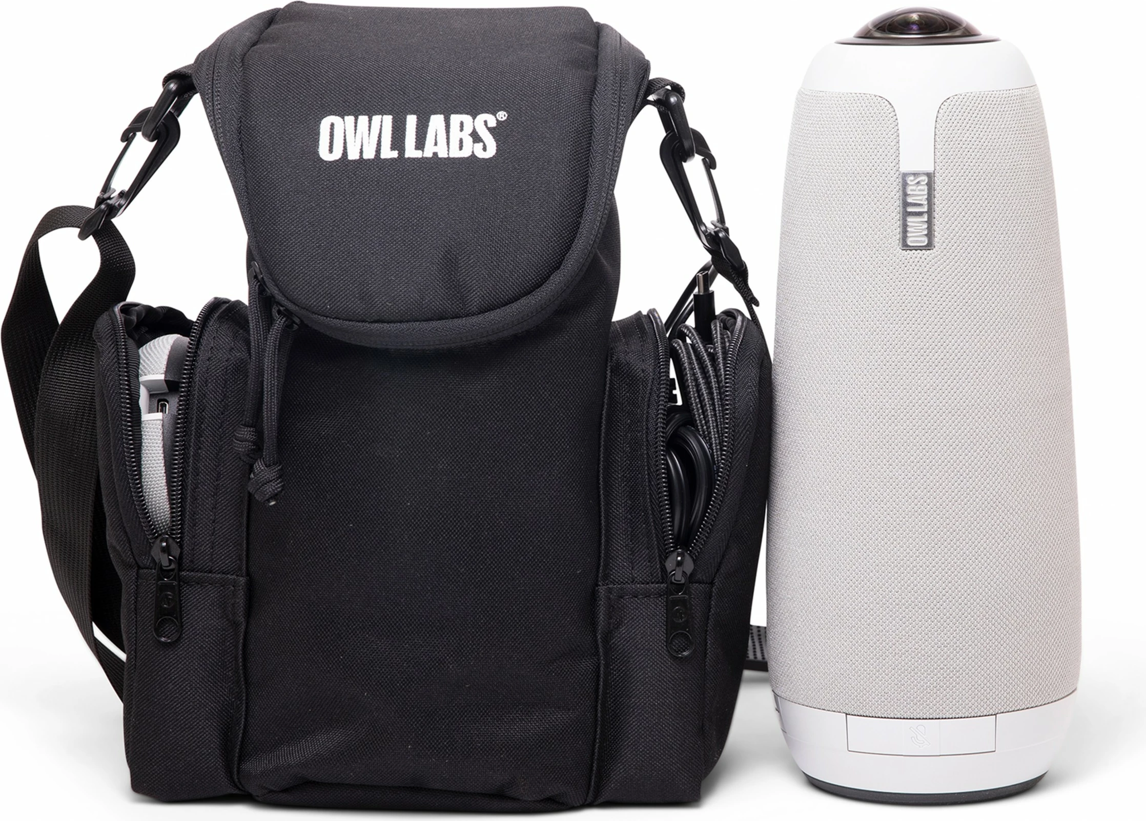 Mbështjellës Owl Labs Meeting Owl, poliestër, me rrip supi, i zi