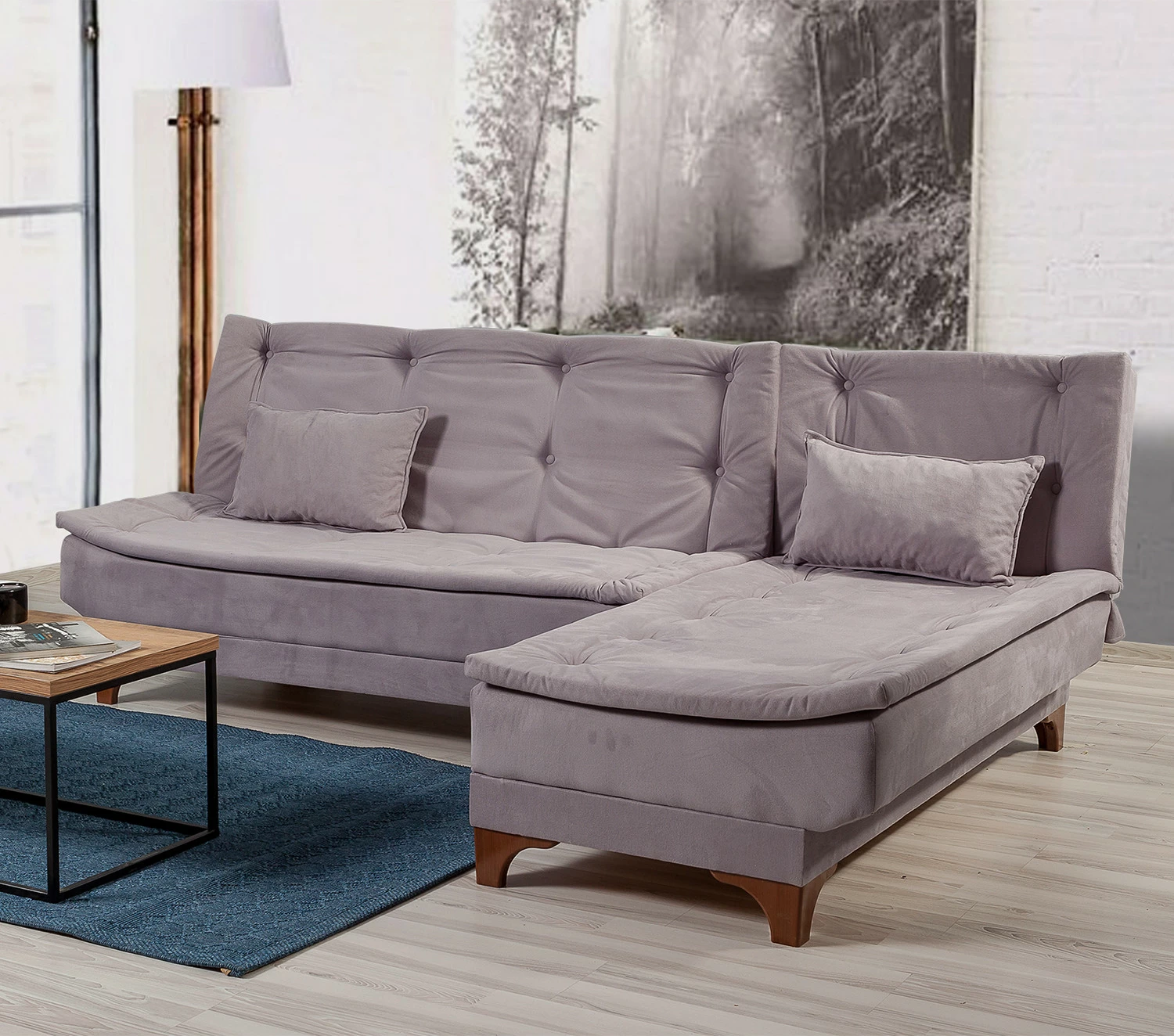 Kënd-sofë krevati Atelier del Sofa, kënd i djathtë, ngjyrë gri