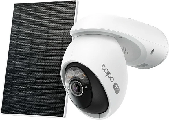 Kamerë sigurie TP-Link Tapo 4K 8MP Pan/Tilt, bateri 10000mAh, panel solar, IP65, e bardhë