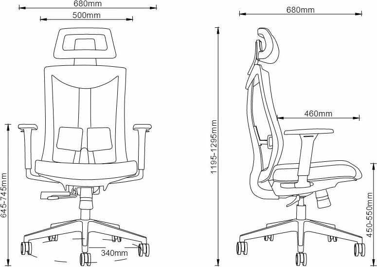 Karrige zyre Mozos Ergo-F, ergonomike me rrjetë, 120 kg, e zezë