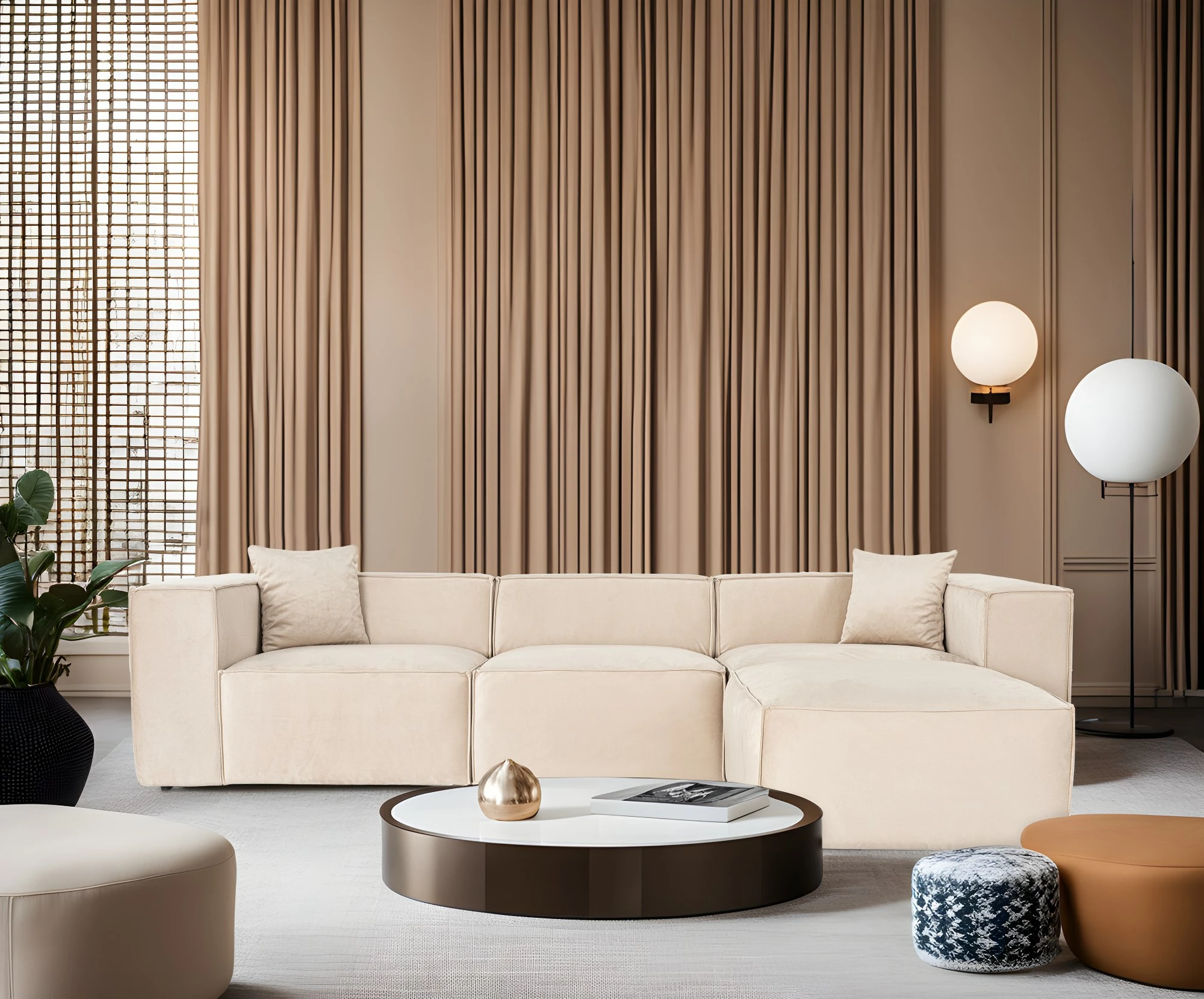 Këndare Lora, krem, Atelier del Sofa (L1-O1-1R-POUFFE)