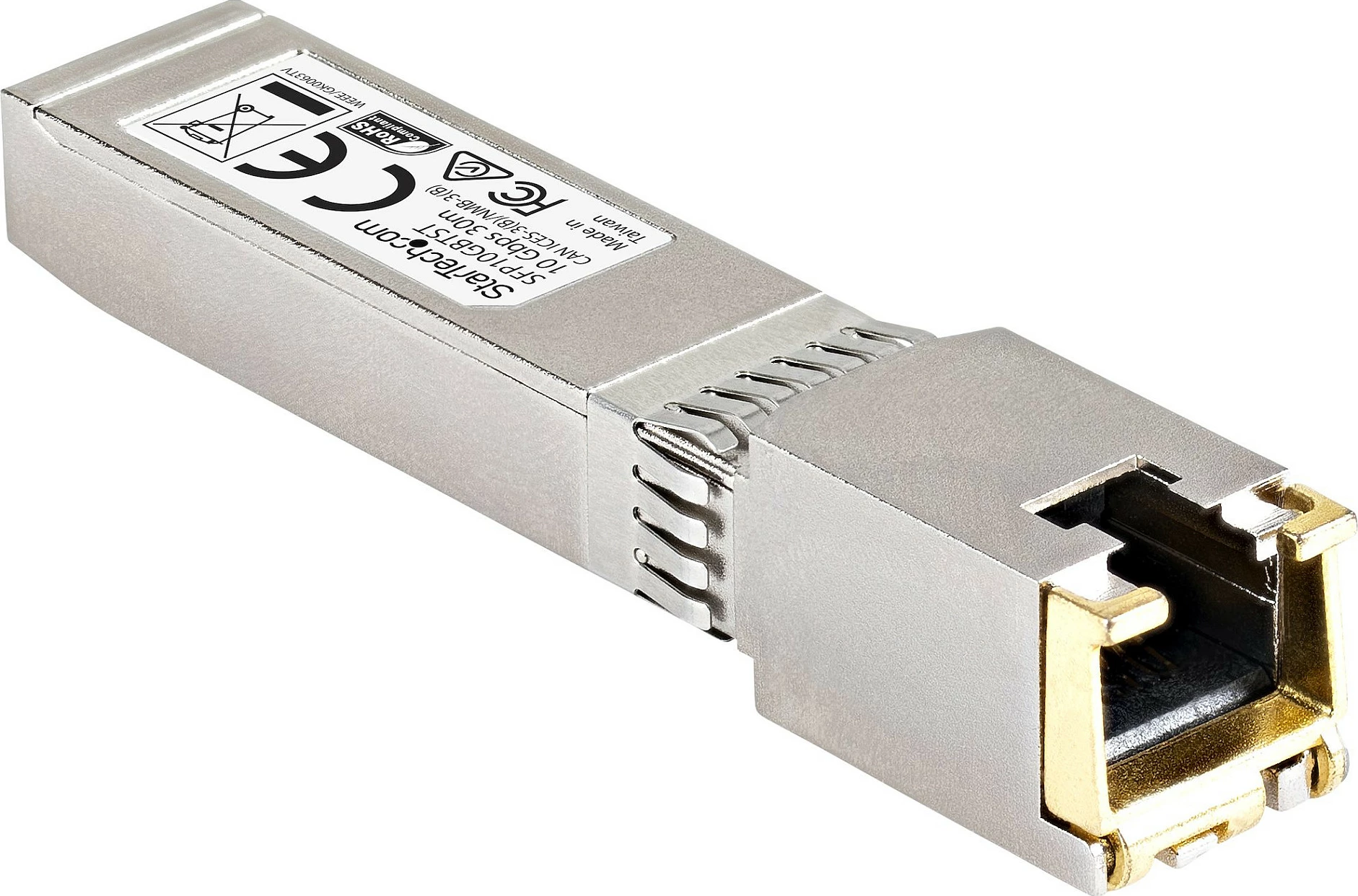Modul SFP+ StarTech SFP10GBTCST, kompatibil me Cisco, 10GbE 10GBASE‑T, RJ45, 30 m, i argjendtë