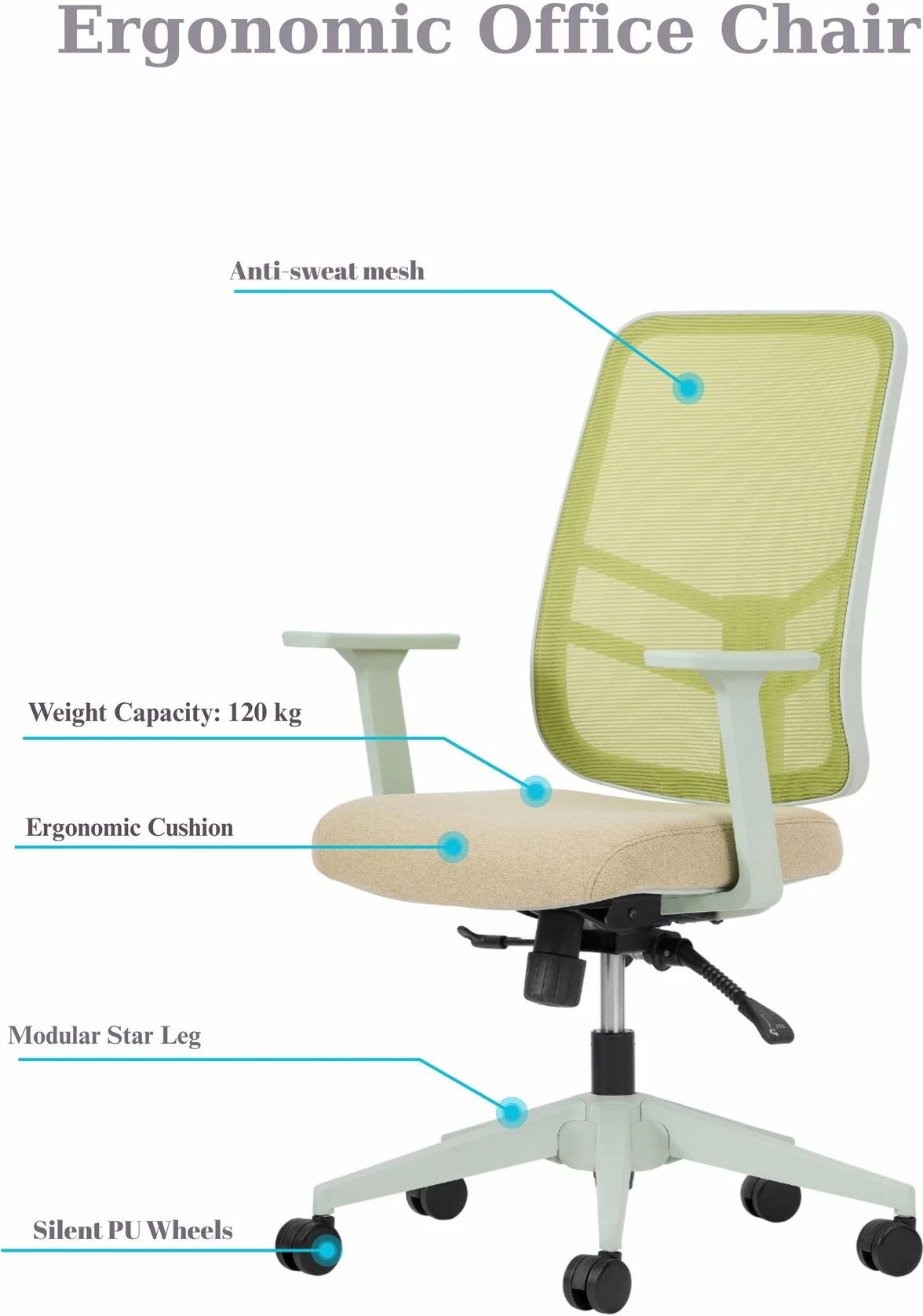 Karrige zyre Skye Decor, Leto 108, ngjyrë e gjelbër