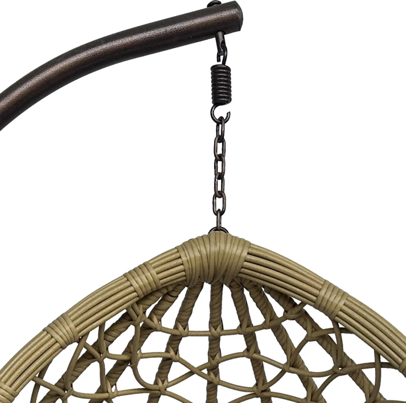 Karrige varëse Lyere me bazë metali ngjyrë kafe me rattan PE bezhë 120x108x195cm