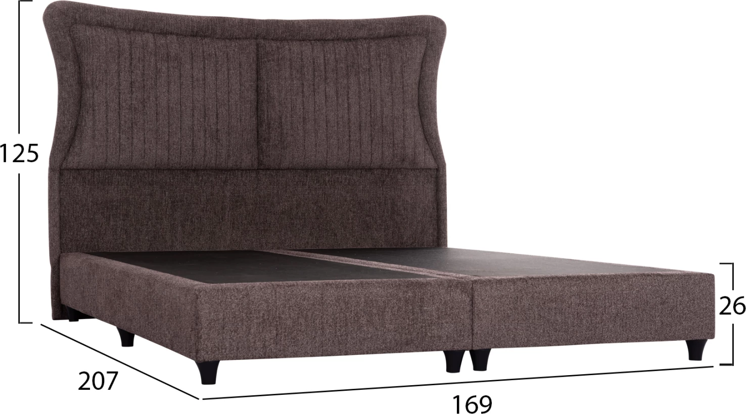 Krevat dopio NESTOR, stof boucle kafe, për dyshek 160x200cm