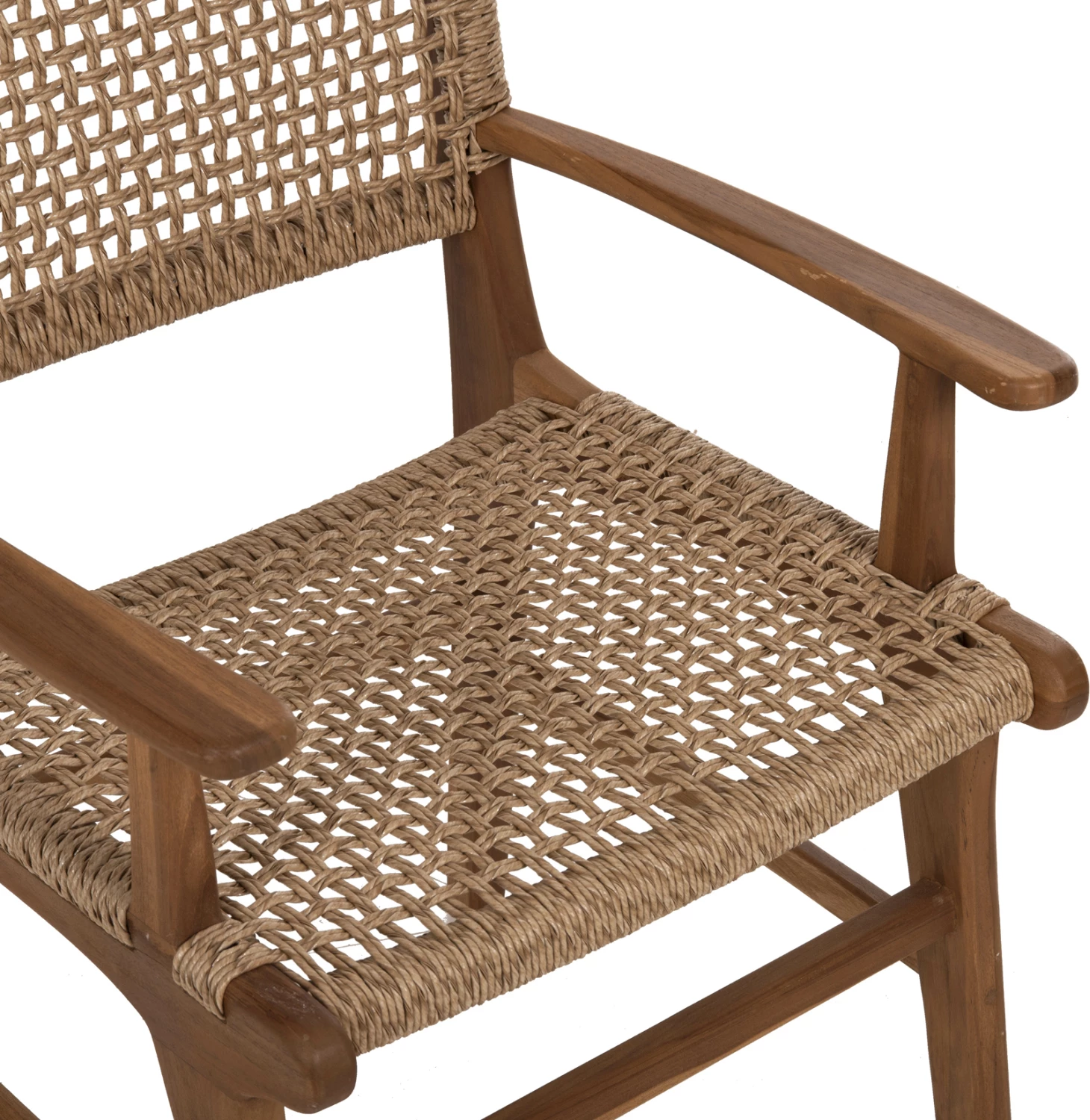 Karrige NESHA, dru TEAK, ngjyrë natyrale, VIRO litar, 57x57x86H cm