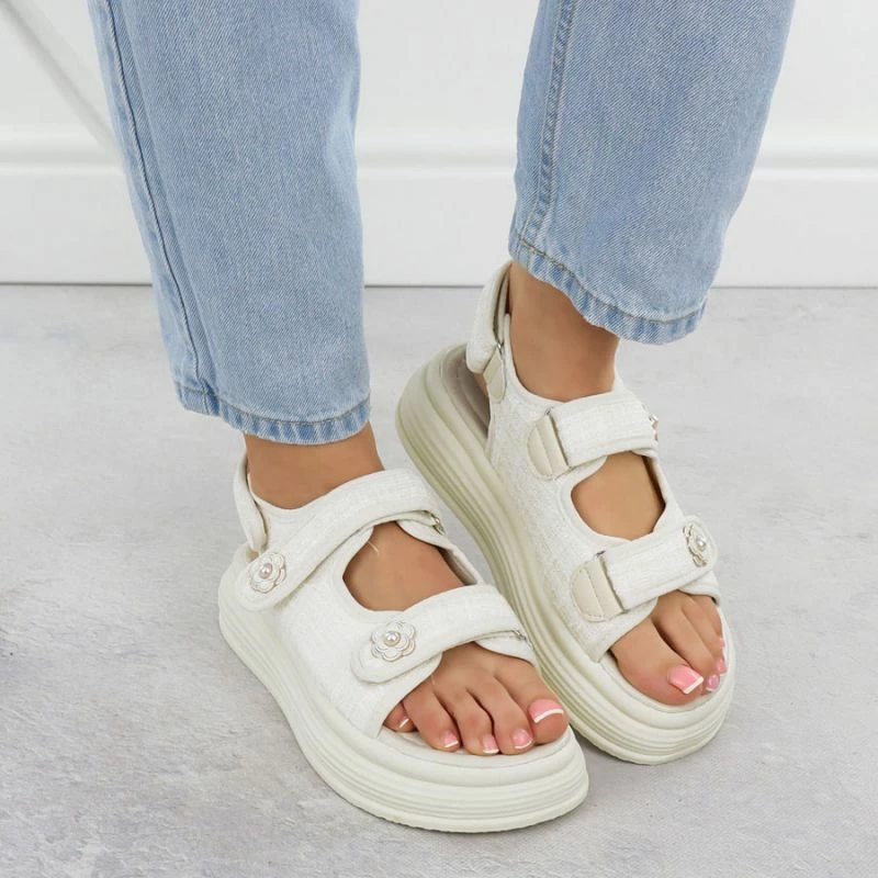 Sandale platforme Potocki PY16337, krem, femra