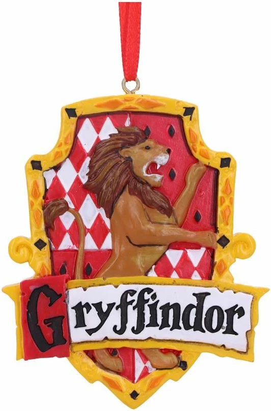 Ornament varës NEMESIS NOW Harry Potter Gryffindor Crest, resinë e pikturuar me dorë, kuqe/artë
