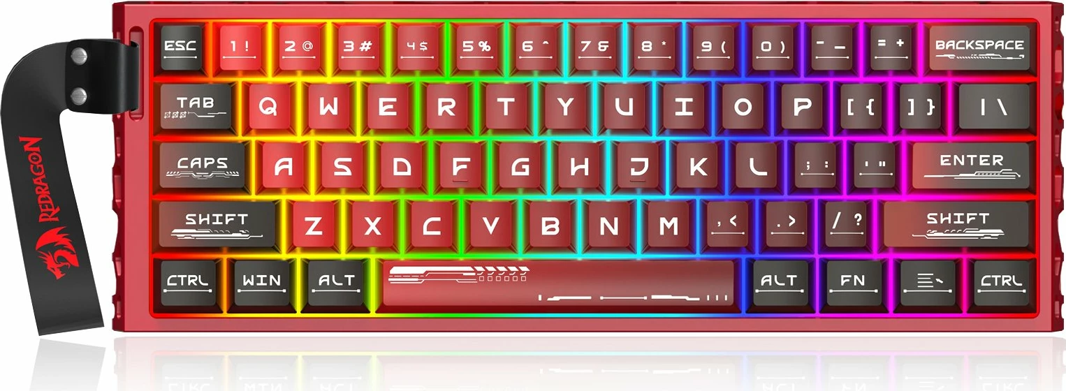 Tastierë gaming Redragon Venom K753-RGB-M 60% (61 taste), magnetic Next-GEN UltraMag, Rapid Trigger, RGB, USB-C, US layout, e kuqe