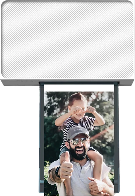 Printer foto portativ Liene Amber M100 4x6 inç, Wi‑Fi, 300 DPI, i bardhë, set me 100 fletë + 3 kartridgje