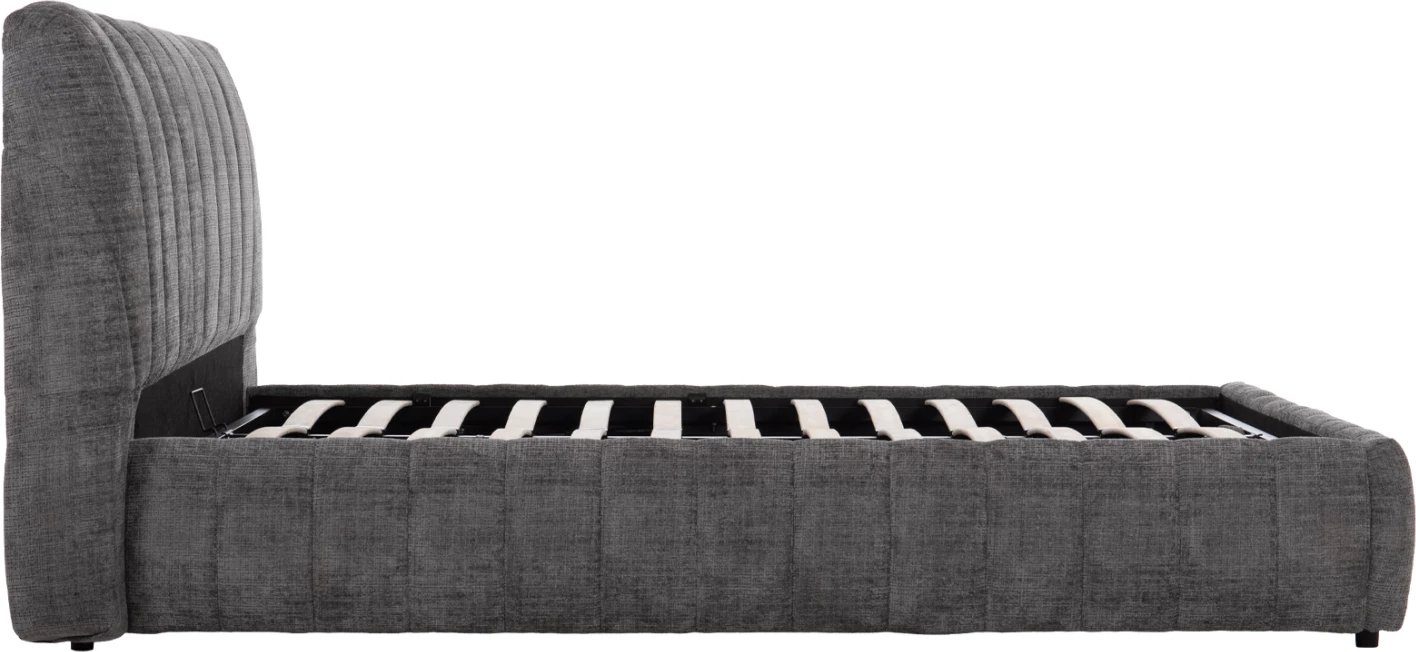 Shtrat dopio me depo WEYLON FH765.01, stof gri, për dyshek 160x200cm