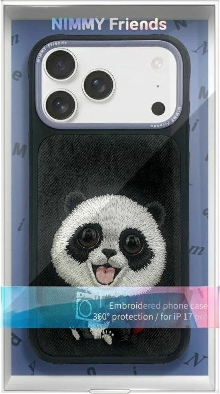 Kutia mbrojtëse Nimmy Big Eyed Pet 2.0 Panda për iPhone 17, e zezë