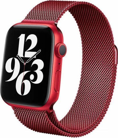 Rrip Smartwatch Crong Steel Milanese Band për Apple Watch 38/40 mm, i kuq