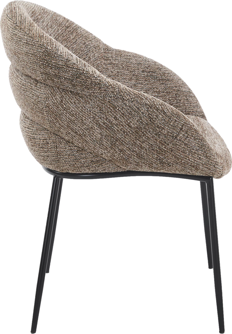 Karrige ngrënie DRENNY, set prej 2 copë, material taupe, këmbë metalike të zeza, 62x62x87cm