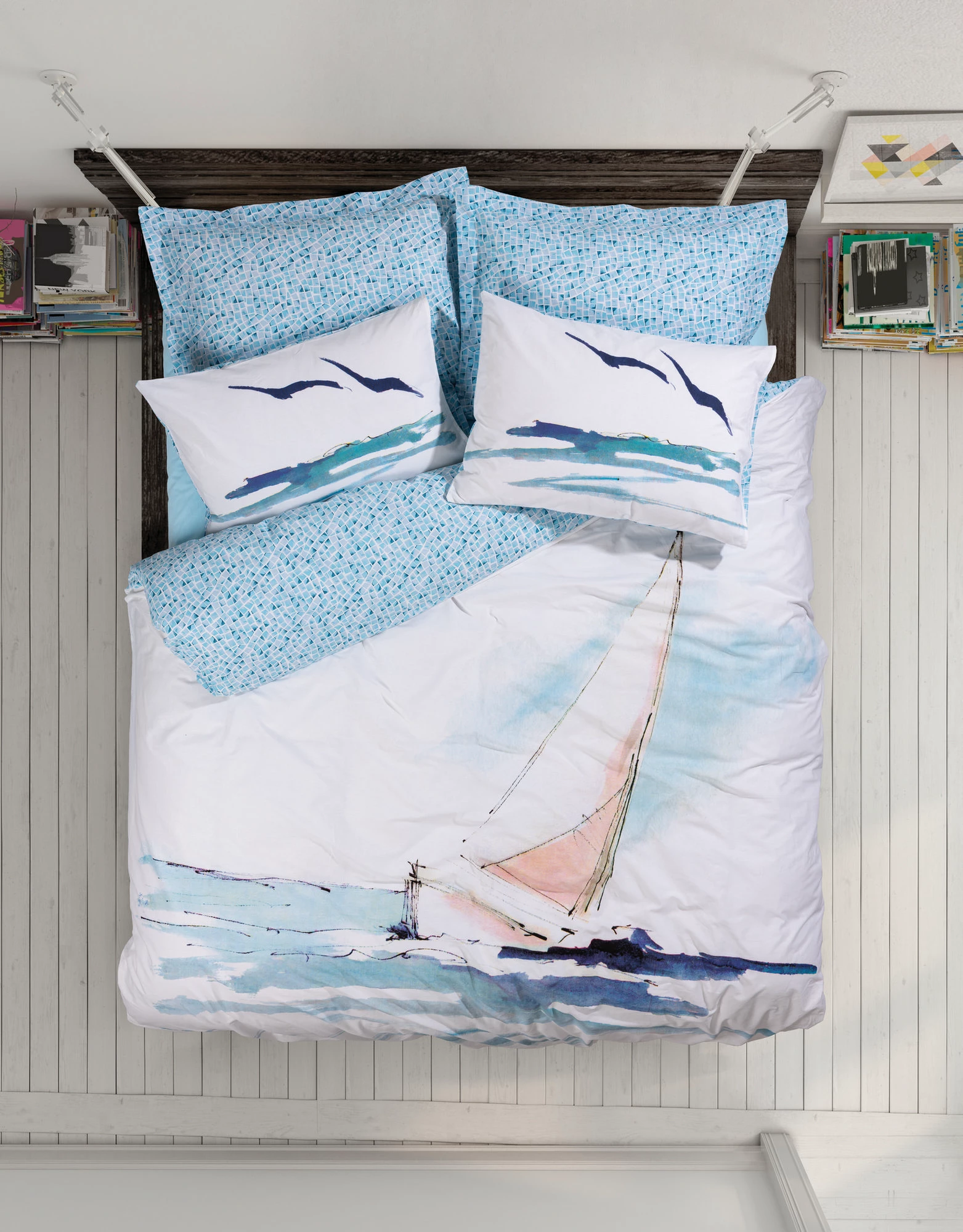 Set mbulesash për dyshek dopio Ranforce L'essentiel, Sail, blu