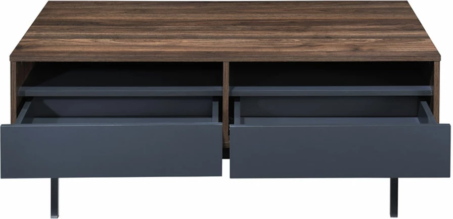 Tavolinë kafeje Grooves, 2 sirtarë, ngjyrë arre-gri, 110x60x45
