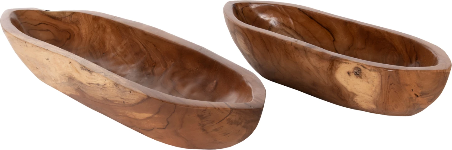 Set 2 tasa dekorativë, dru tik natyral, FH4305, 68.5x18.5x9.5cm