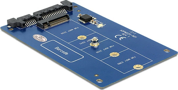 Adapter DeLOCK 62559, M.2 (NGFF) në SATA 6 Gbit/s, për SSD 2230/2242/2260/2280, blu