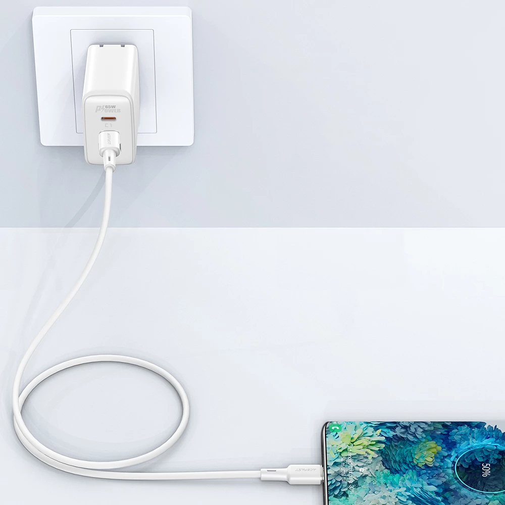 Kabllo Acefast C2-03-C-C USB-C në USB-C, 1.2m, 60W, e bardhë