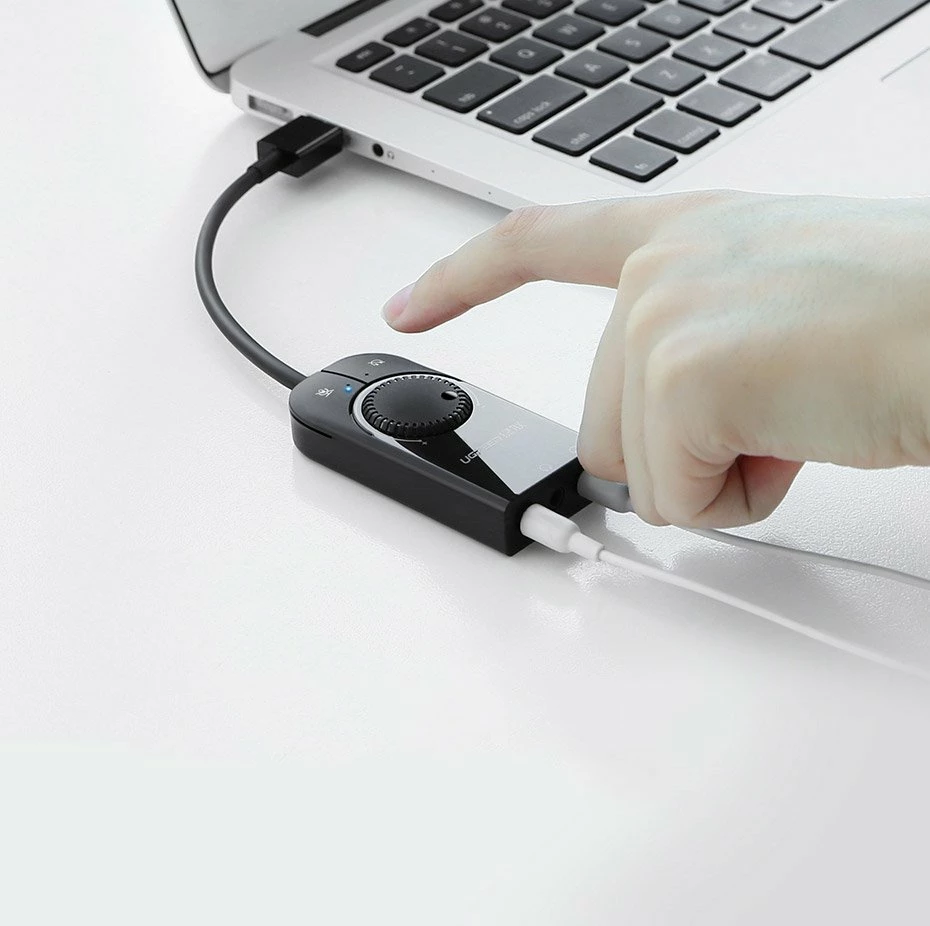 Adapter zanor i jashtëm Ugreen 40964, USB-A, 3.5 mm mini jack, 15 cm, Zi