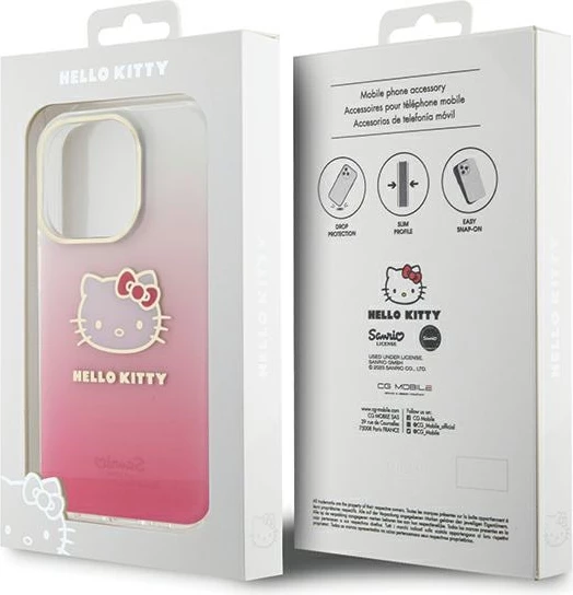 Mbështjellës Hello Kitty IML Gradient Electrop Kitty Head për iPhone 13 Pro/13, rozë