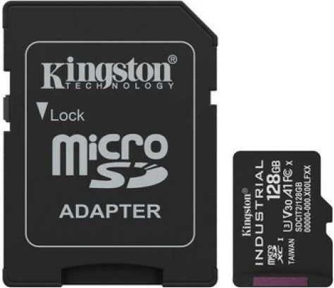 Kartelë memorje Kingston Industrial microSDHC 128GB Class 10 A1 me adapter SD