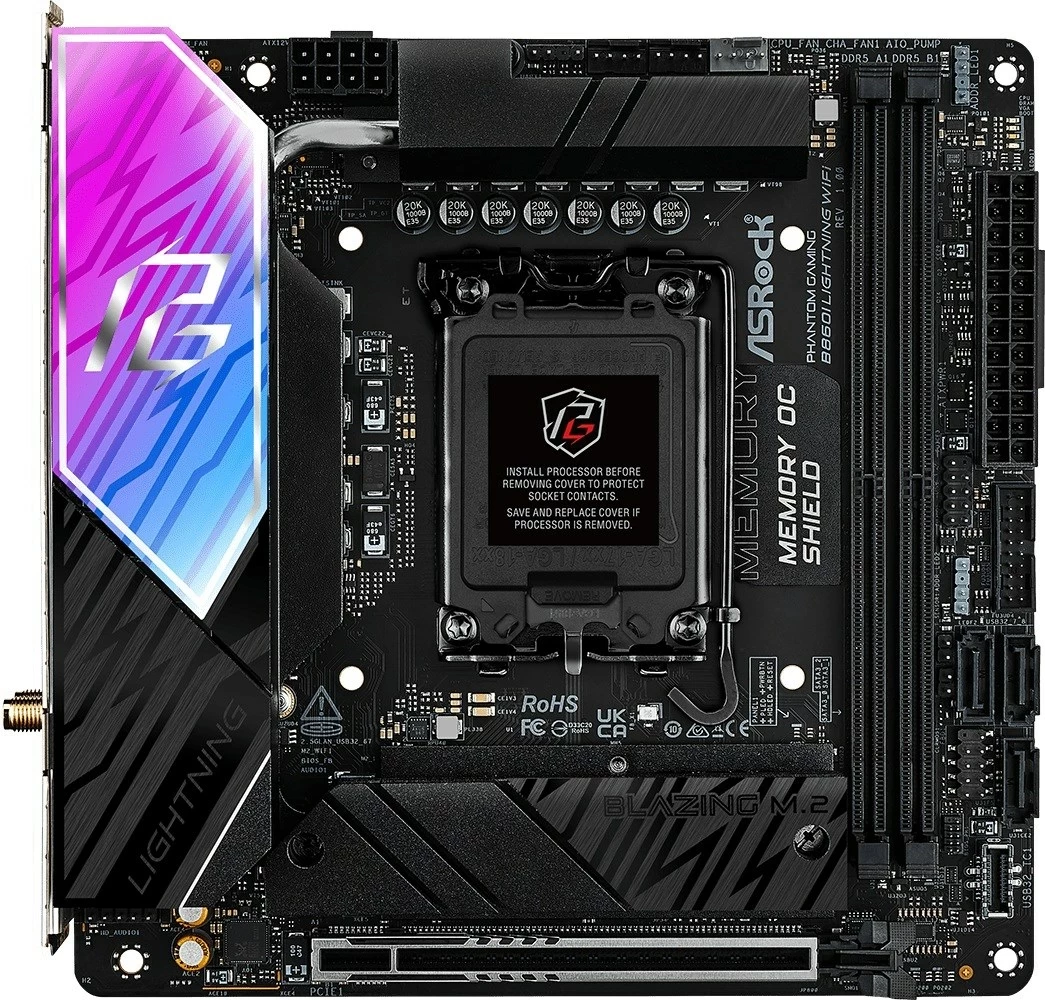 Pllakë amë ASRock B860I Lightning WiFi, Socket 1851, mini-ITX, Bardhë