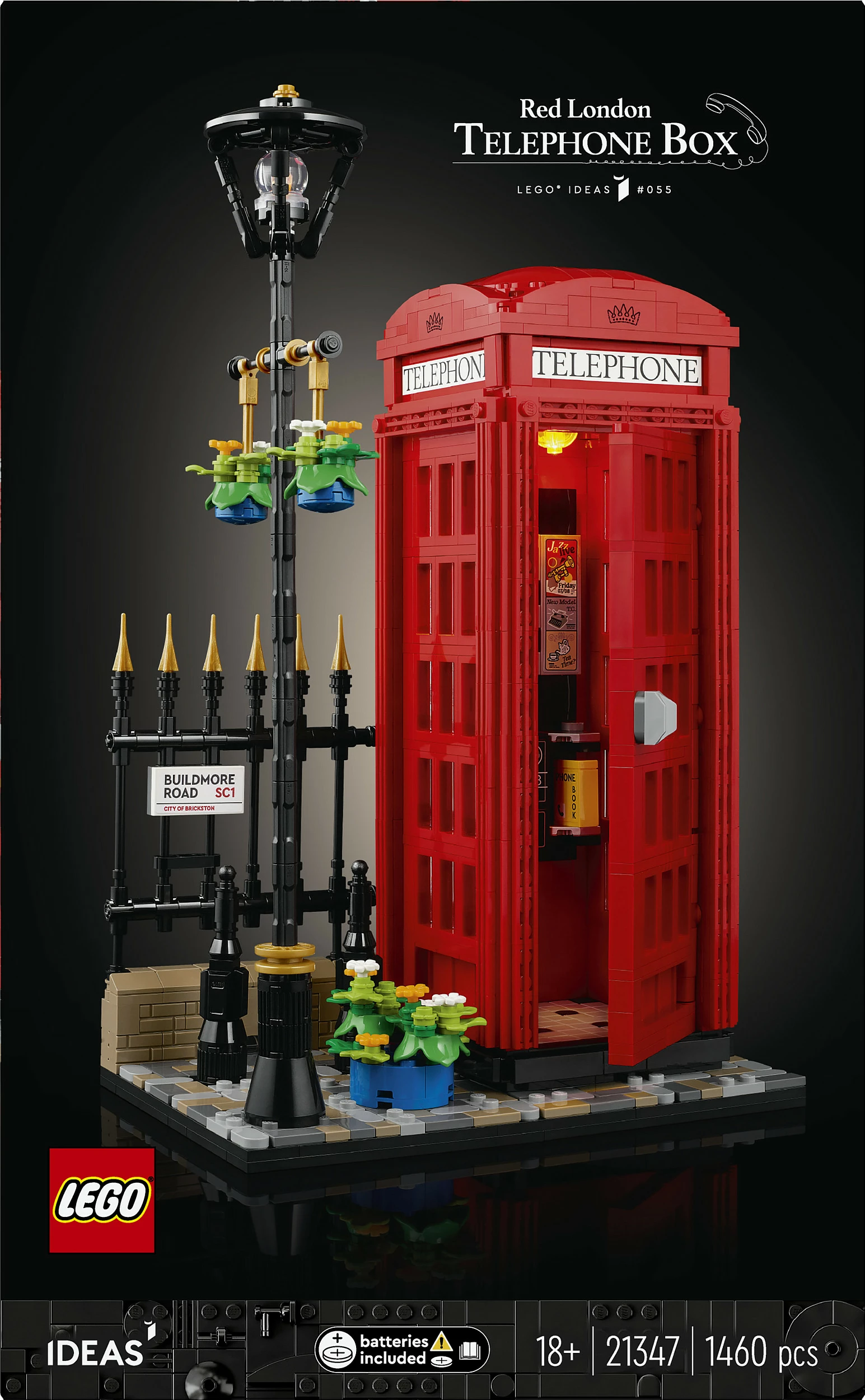 Set ndërtimi LEGO Ideas 21347, Kuti telefonike e kuqe londineze, 1460 pjesë, Multikolor
