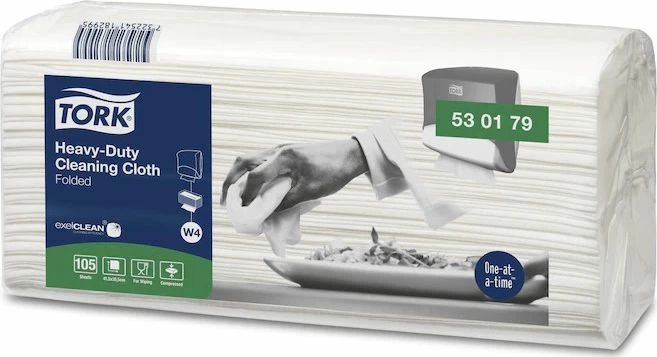 Lecka pastrimi industriale nonwoven Tork 530179, W4 Top Pack, 105 copë, e bardhë