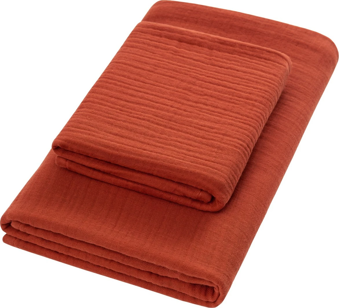 Set peshqirësh (2 copë), muslin, ngjyrë e kuqe tjegulle, Mijölnir