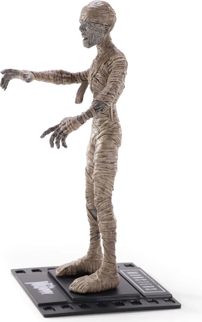 Figurinë NOBLE COLLECTION Bendyfigs Universal Monsters Mummy 19 cm me stendë, bezhë