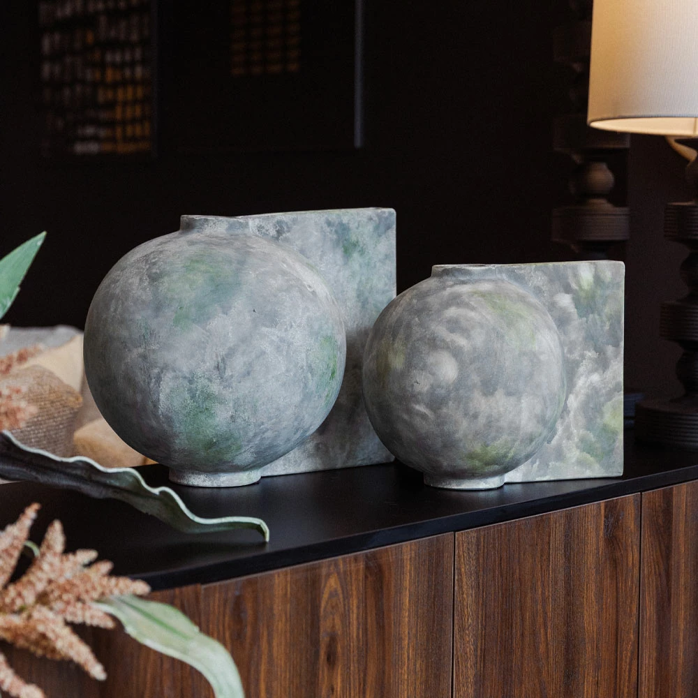 Vazo Alkistis, qeramike, gri, 30x23x25 cm