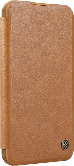 Mbështjellës Nillkin Qin Prop Leather për iPhone 16, lëkurë, kafe