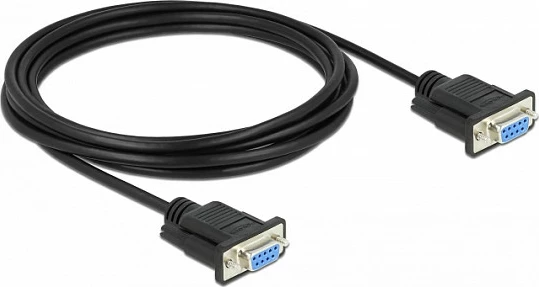 Kabllo seriale DeLOCK RS-232 D-Sub9 femër-femër, null modem, 3m, e zezë