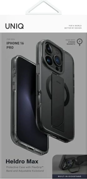 Mbështjellës UNIQ Heldro Max për iPhone 16 Pro 6.3", MagClick, i zi