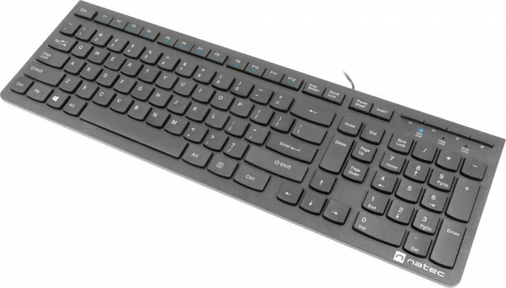 Tastierë Natec Discus 2 NKL-1829, slim, wired, layout US, me numpad, e zezë