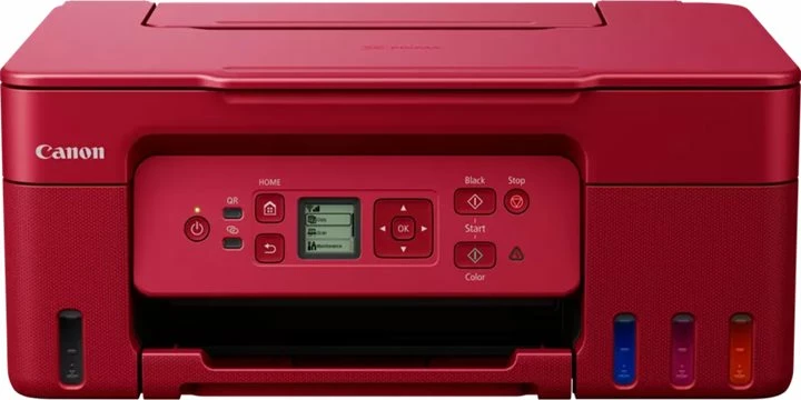 Printer multifunksional Canon G3470, MegaTank, Wi-Fi, i kuq