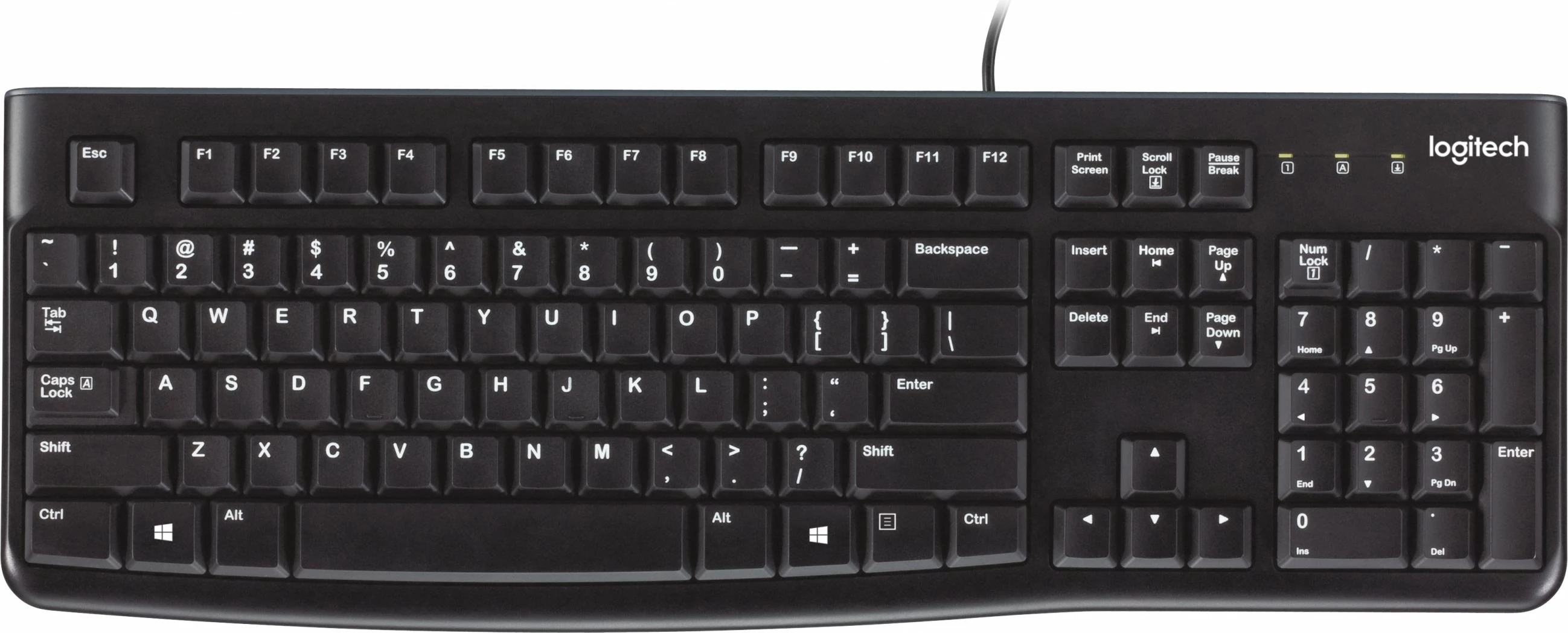 Tastierë Logitech K120, Full-size (100%), Wired, USB, QWERTY, E zezë