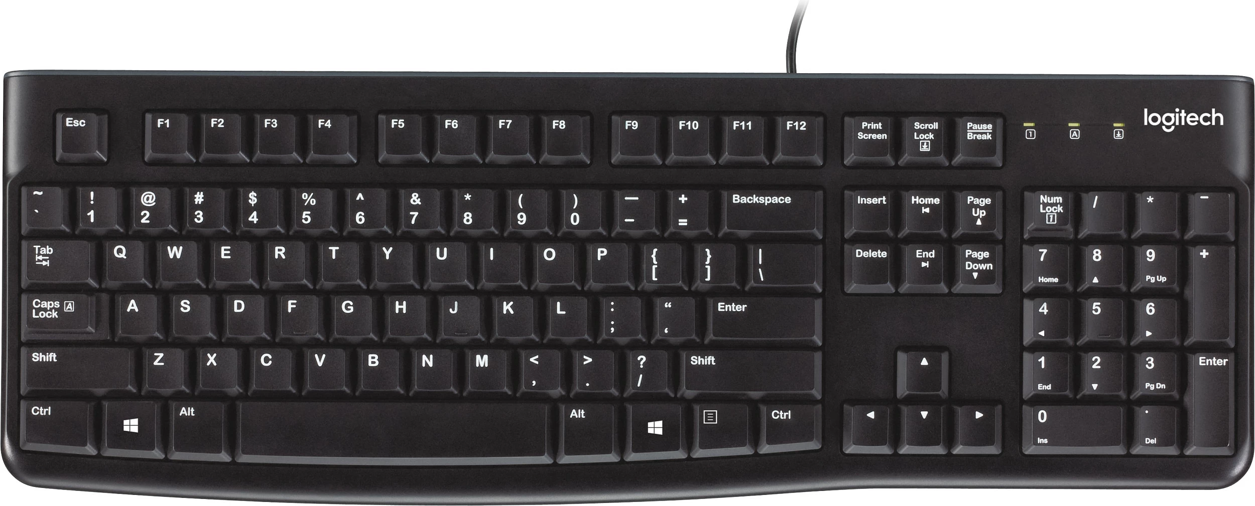 Tastierë Logitech K120, Full-size (100%), Wired, USB, QWERTY, E zezë