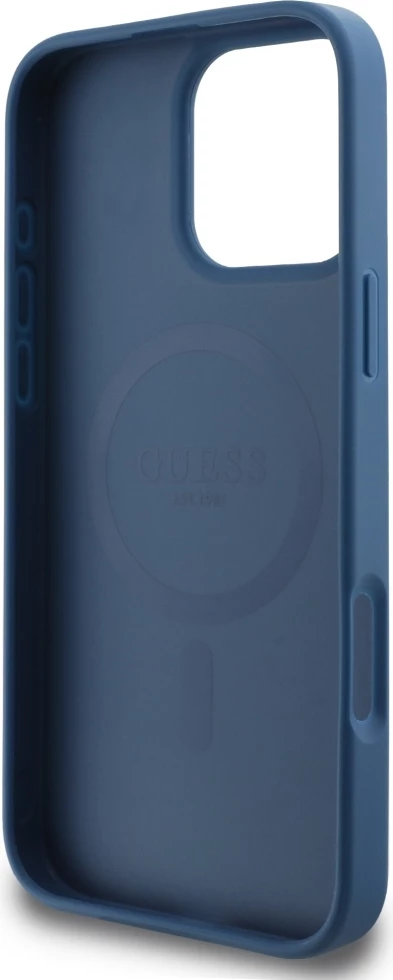 Mbështjellës Guess HC PU 4G Small 4G and Classic MagSafe për iPhone 16 Pro Max, Blu