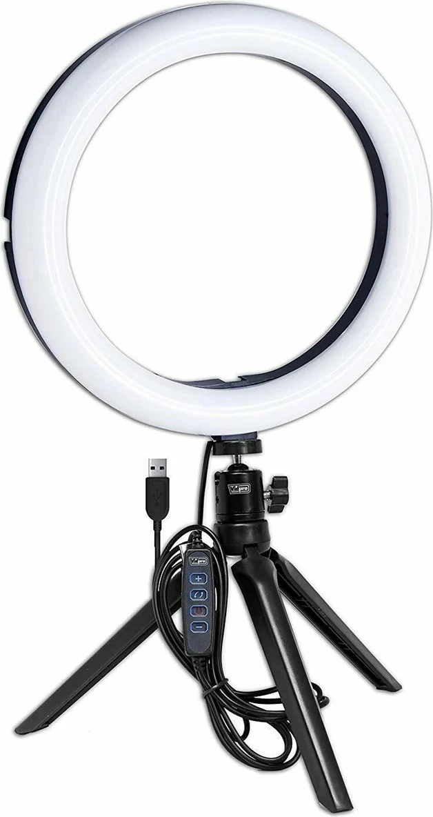 Dritë LED në formë unaze, 15cm + mini tripod, e zezë