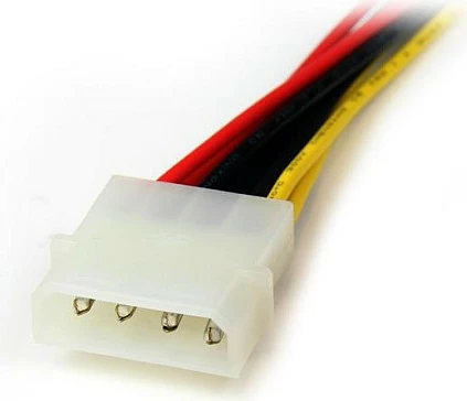 Kabllo rryme StarTech LP4 (Molex 4-pin) në 2x SATA 15-pin, 30cm, e kuqe/zezë/verdhe