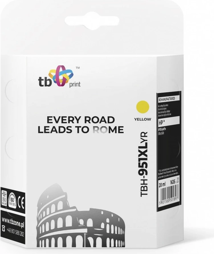 Toner i verdhë TB Print TBH-951XLYR për HP Officejet Pro 8100/8600, 20ml