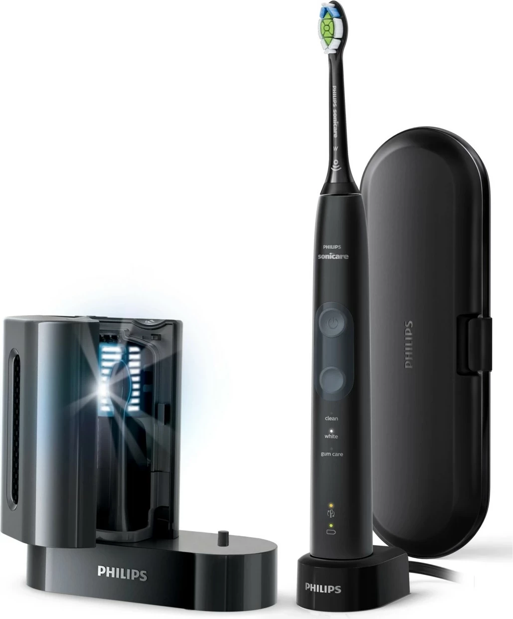 Furçë dhëmbësh sonike Philips Sonicare HX6850/57, 3 mënyra pastrimi, me UV, e zezë