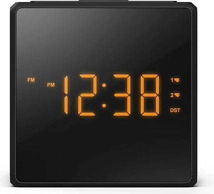 Orë alarmi digjitale Philips TAR4500/10, radio FM, port USB për karikim, e zezë