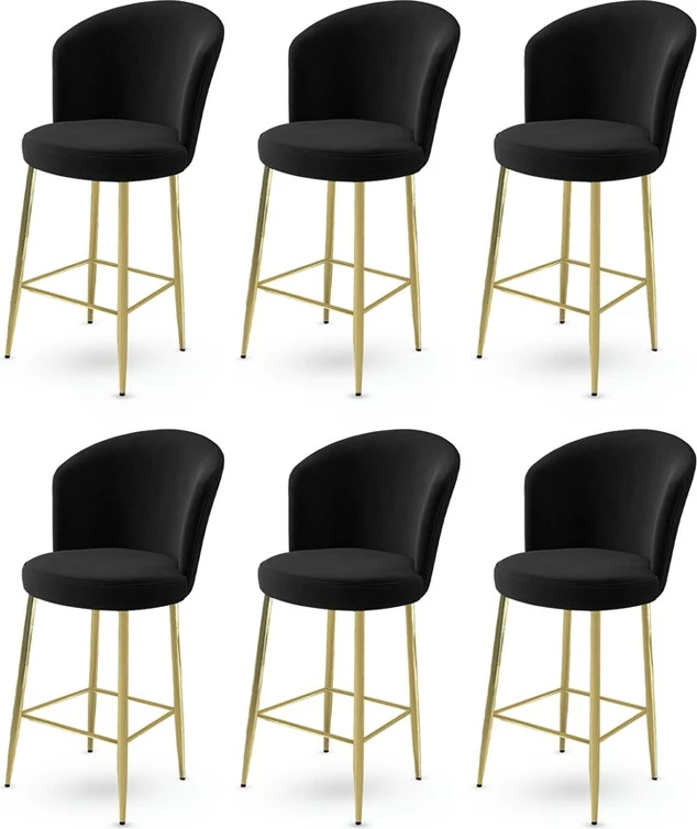 Set karrigesh për bar (6 copë), Hanah Home, Fora, e zezë, ari